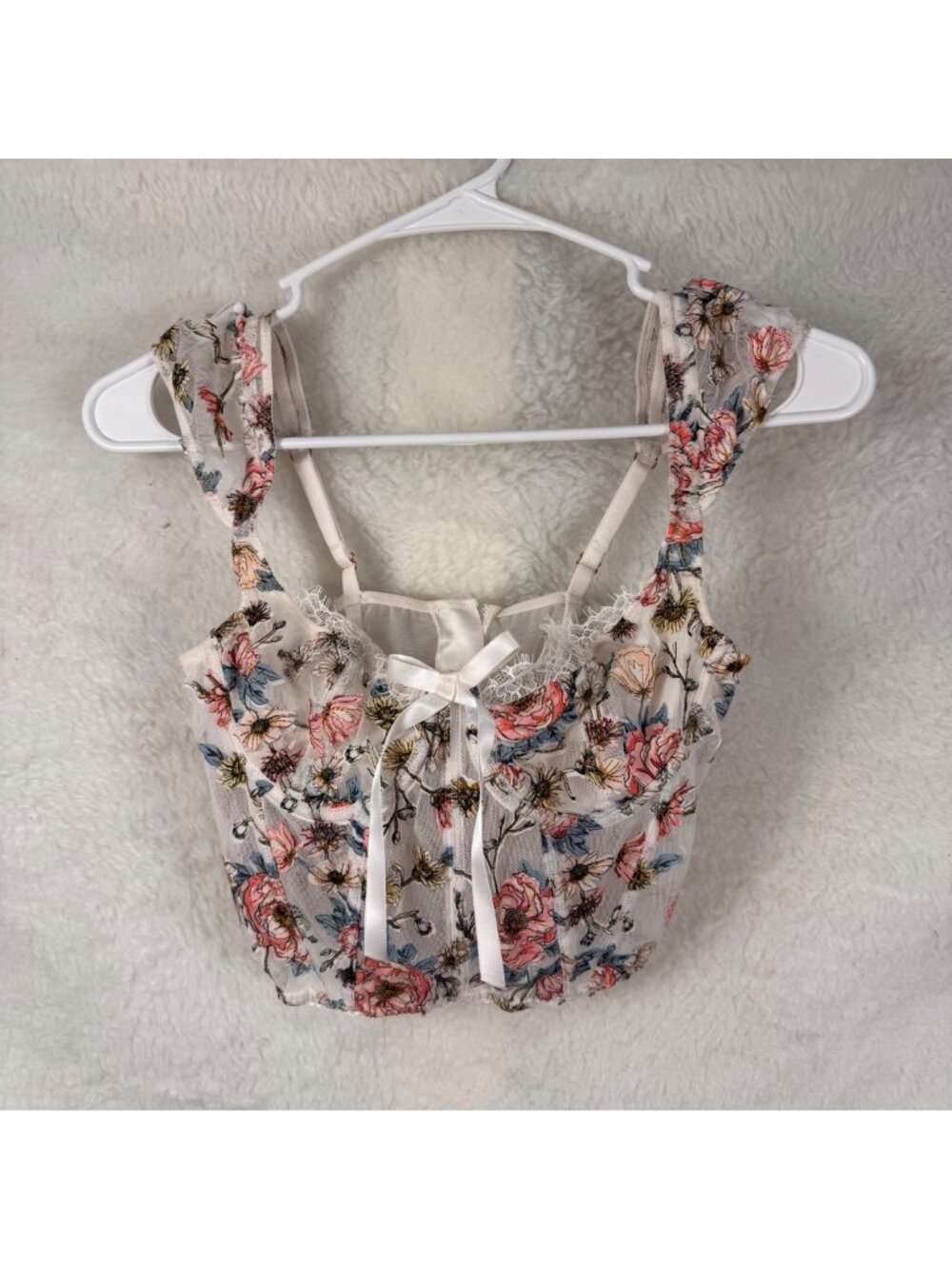 Victoria's Secret 34B Dream Angels sheer floral embroidered corset top sexy